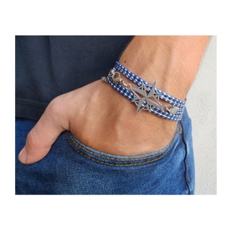 Compass Design Blue White Rope Wrap Bracele... | *Overstock & Specials
