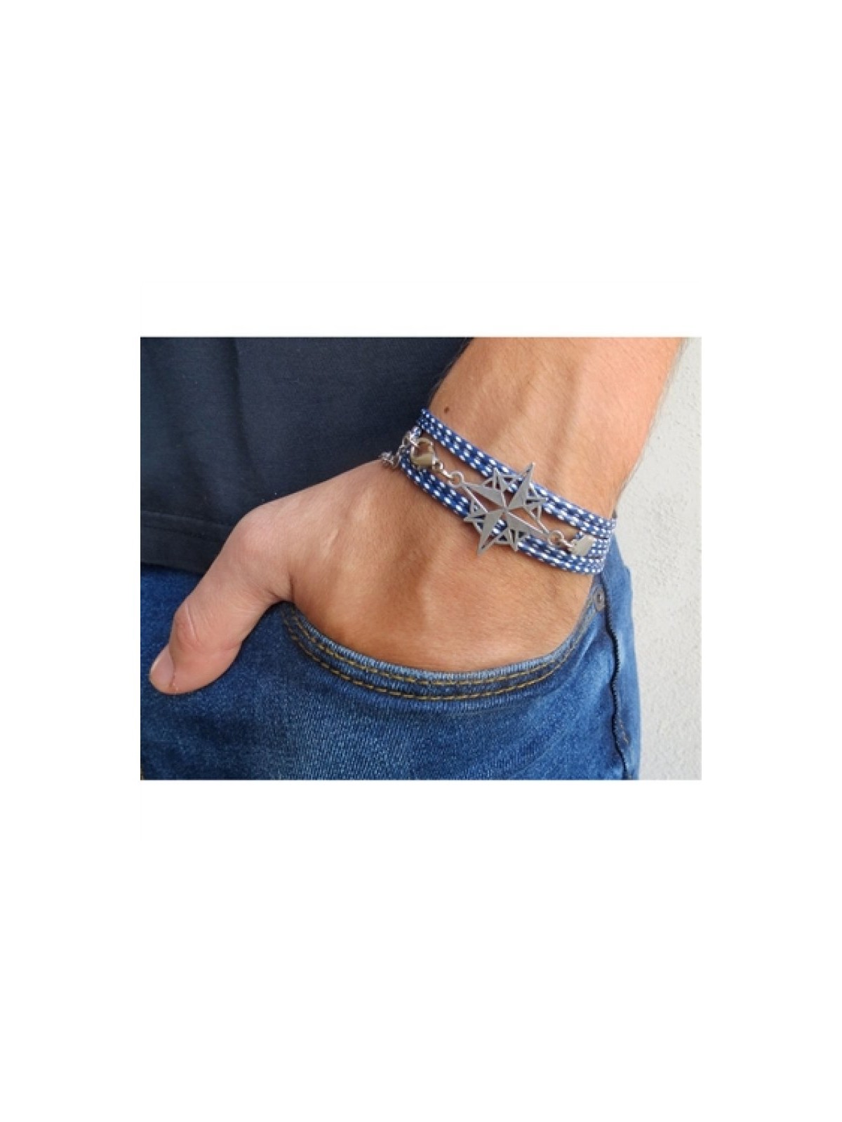 Compass Design Blue White Rope Wrap Bracele... | *Overstock & Specials