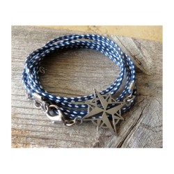 Compass Design Blue White Rope Wrap Bracele... | *Overstock & Specials