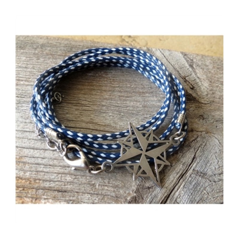 Compass Design Blue White Rope Wrap Bracele... | *Overstock & Specials