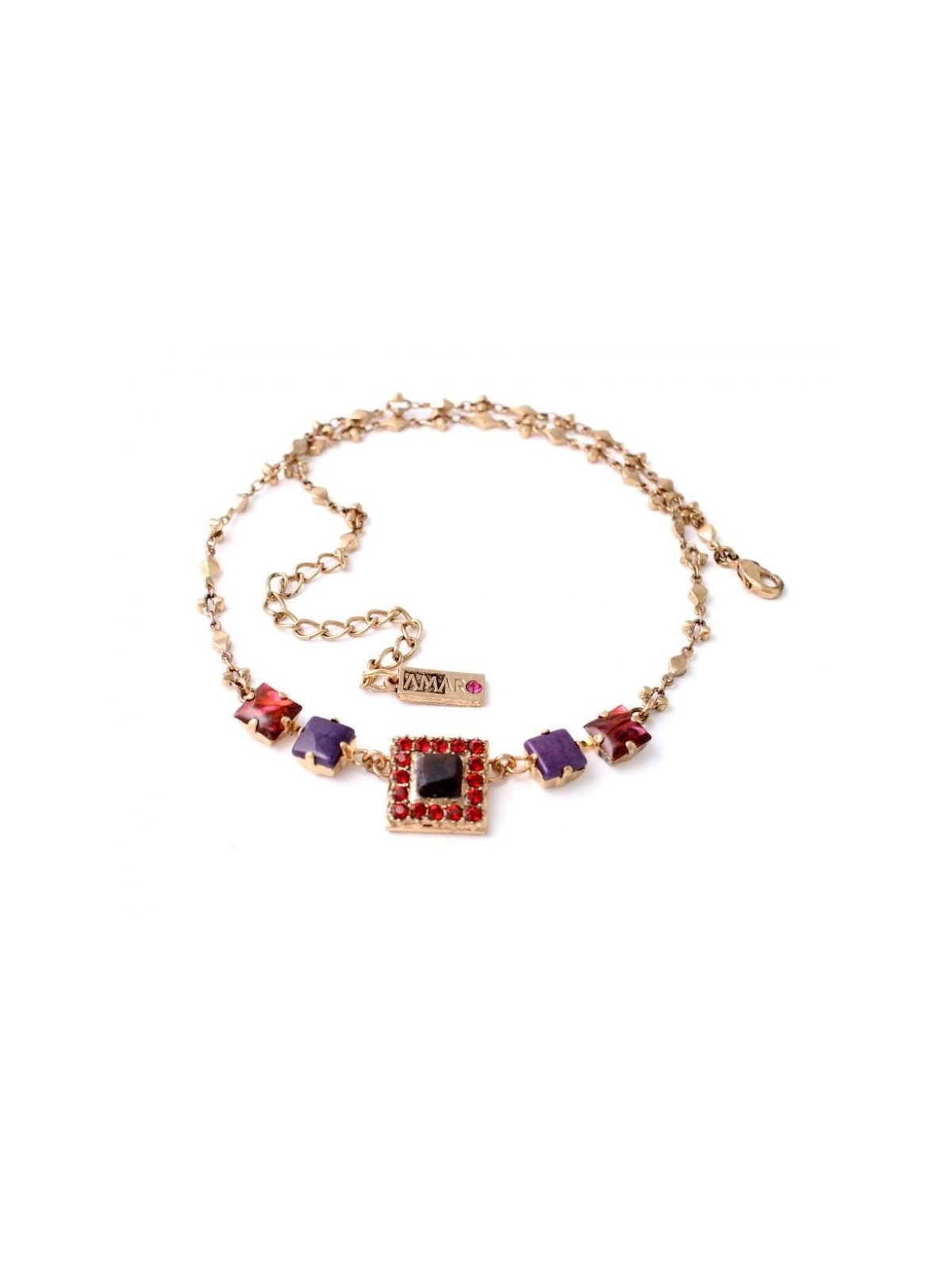 Amaro Collier Fait Main Pierres Carrées Colorées... | Colliers Amaro