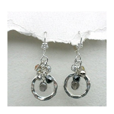 Boucles d'oreilles cercle d'argent scintillant par Edita | Boucles d'oreilles par Edita Jewelry