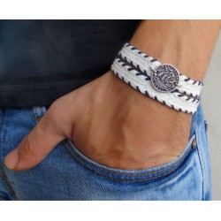 White Cord Bracelet for Men with Coin Eleme... | *Overstock & Specials