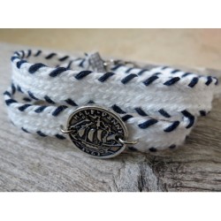 White Cord Bracelet for Men with Coin Eleme... | *Overstock & Specials