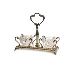 Salt and Pepper Dish with two glass holders | Salt & Pepper Shakers