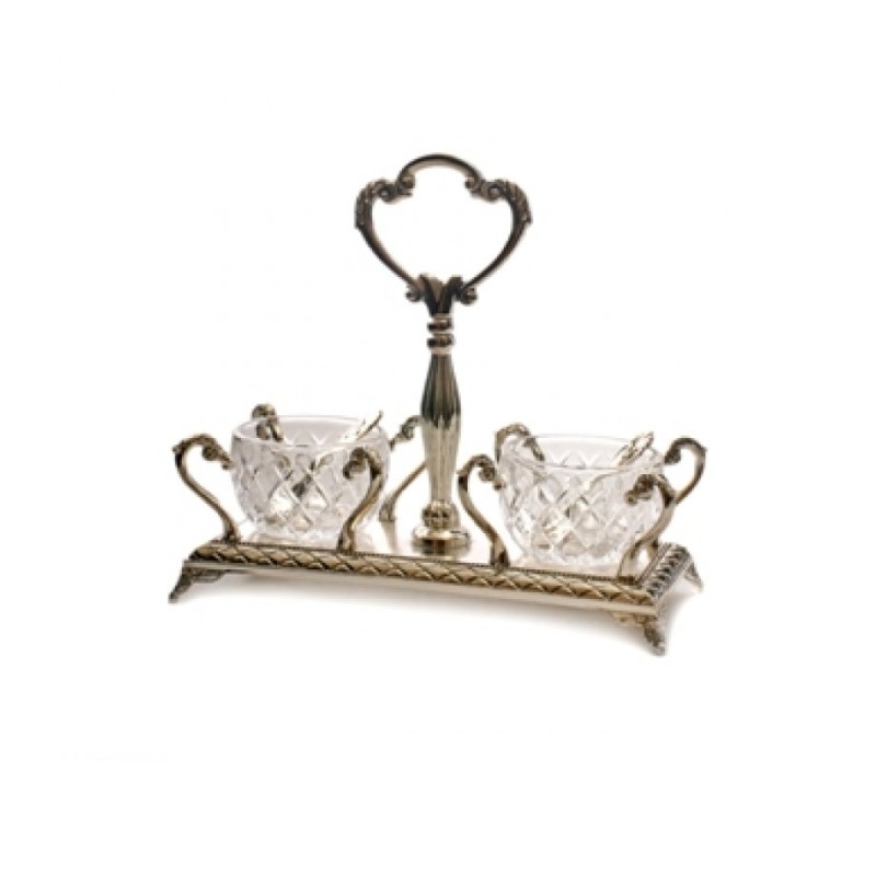 Salt and Pepper Dish with two glass holders | Salt & Pepper Shakers